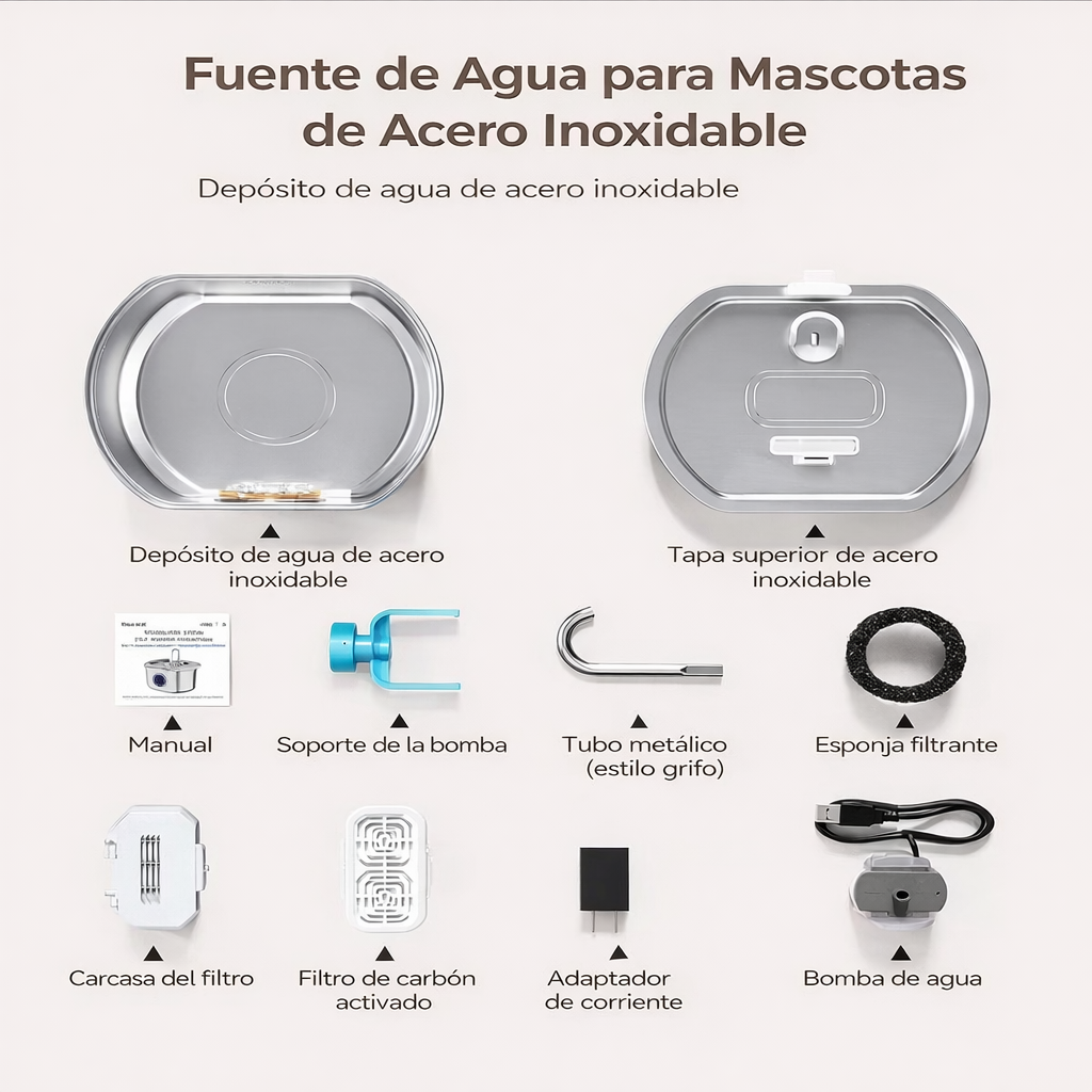 PuurrLovers - Fuente de Acero Inoxidable Automática